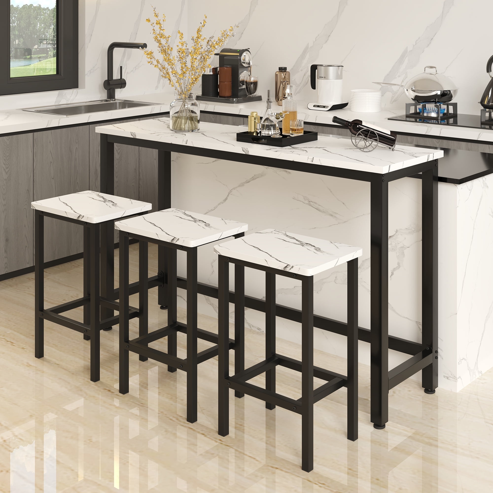 Modern Counter Height Bar Table Set with 3 Stools Singapore Ubuy