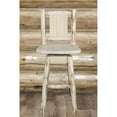 thumbnail image 1 of Counter Height Barstool with Back & Swivel with Laser Engraved Pine Tree Design, Clear Lacquer Finish, 1 of 1