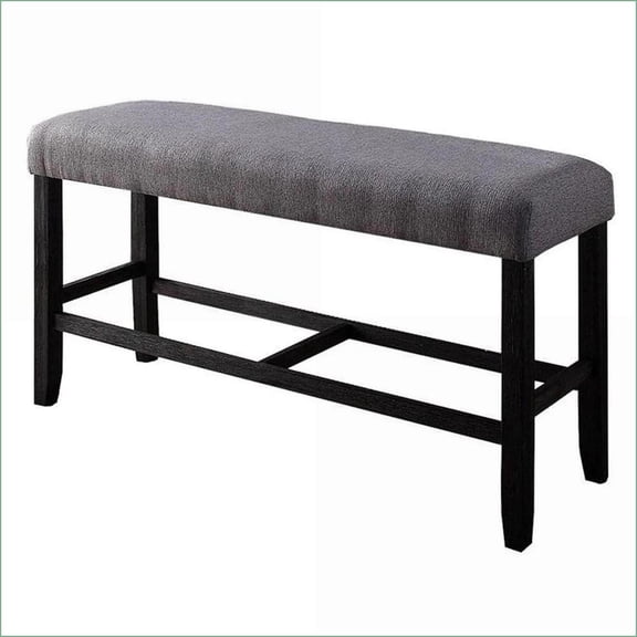 Counter Height Bench, 48W Wood Frame Upholstered Seat with Footrest for Kitchen Dining | Espresso | Upholstery
