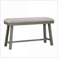 thumbnail image 1 of Counter Height Bench, Industrial Light Gray Wood Frame Foam Cushioned Seat for Kitchen Dining | Light Gray | Fabric, Polyester, 1 of 5