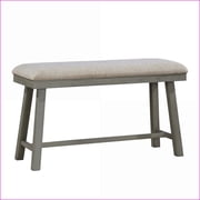 Counter Height Bench, Industrial Wood Frame Foam Cushioned Seat, 41.5  Light Gray Dining Bench | Light Gray | Fabric, Polyester