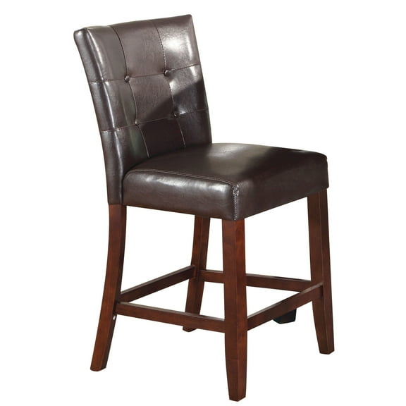 Counter Height Chair (2 ) - Sophisticated Leather Look. Walnut Hardwood Details. Padding. Leg Construction. Enhances Dining Space. 40" High. 24" Wide. 19" Deep. 34 Lbs. Easy To Put Together Accents.