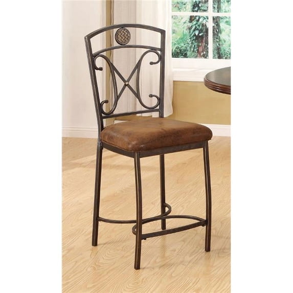 Counter Height Chair, Brown - Set of 2