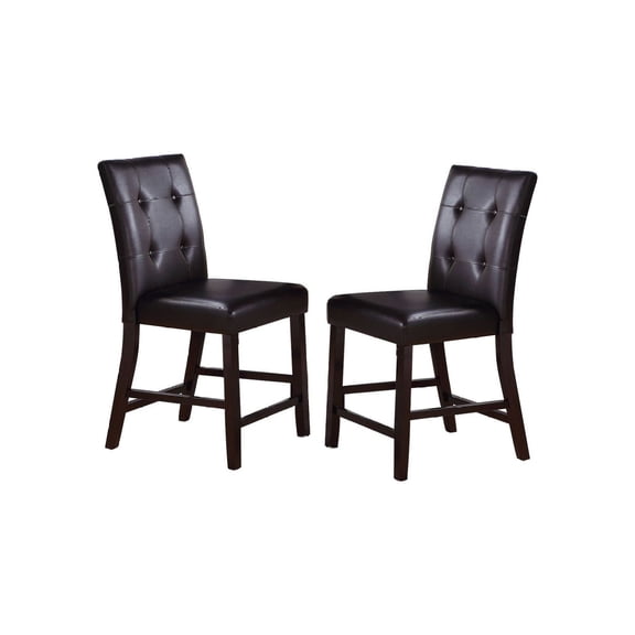 Counter Height Chairs Set of 2, Espresso Finish - Upholstered Kitchen Island Chairs - Faux Leather Dining Chairs - Wood Frame Pub Chairs for Home Kitchen