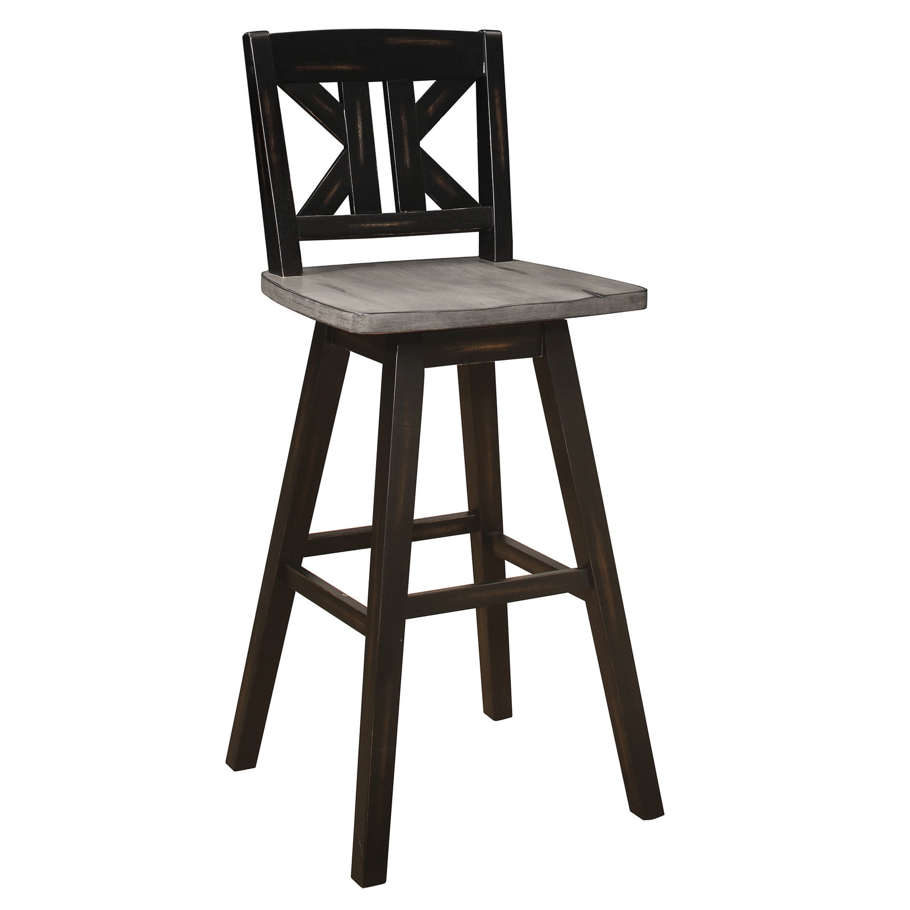 Counter Height Chairs (Set of 2) / 360-degree Rotation, Solid Wood ...
