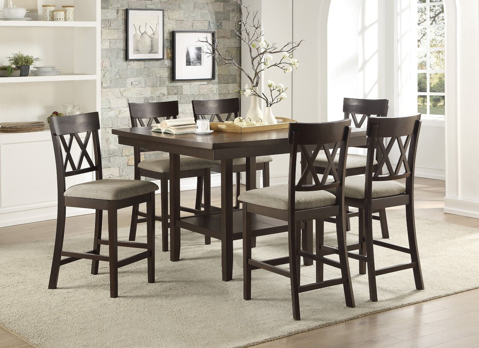Counter height dining table cheap set with lazy susan