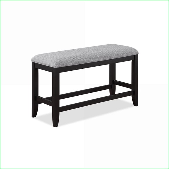 Counter-Height Dining Bench, Transitional Dark Gray Fabric Upholstered for Kitchen/Dining | Fabric | Dark Brown