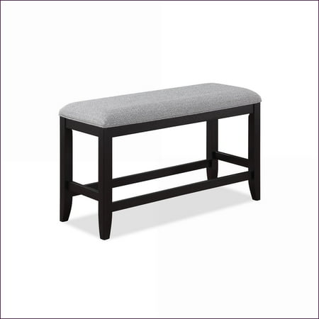 Counter-Height Dining Bench, Transitional Dark Gray Fabric Upholstered for Kitchen/Dining | Fabric | Dark Gray Brown