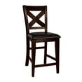 thumbnail image 1 of Counter Height Dining Chairs Set of 2pc Strong Durable Leather-Look Brown Seat and X-back Designed, 1 of 4