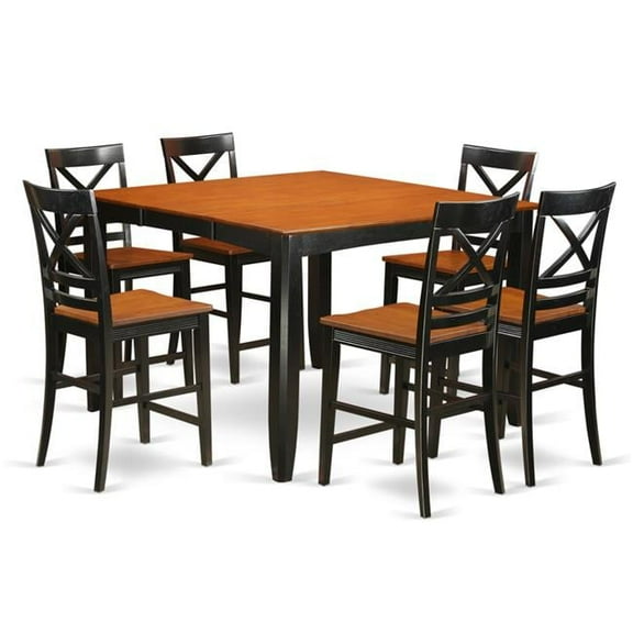 Counter Height Dining Kitchen Table & 8 Bar Stools, Black Finish