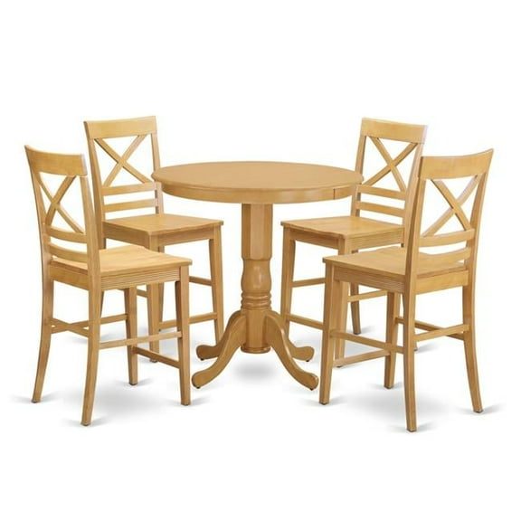 Counter Height Dining Room Table & 4 Bar Stools, Oak