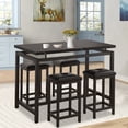 thumbnail image 1 of Black Marble Dining Table Set for 4, BTMWAY High Top Bar Table Set with Upholstered Stools, Counter Height Dining Table and Chairs Set for Kitchen, Metal Frame Breakfast Nook Table Set, N240, 1 of 9