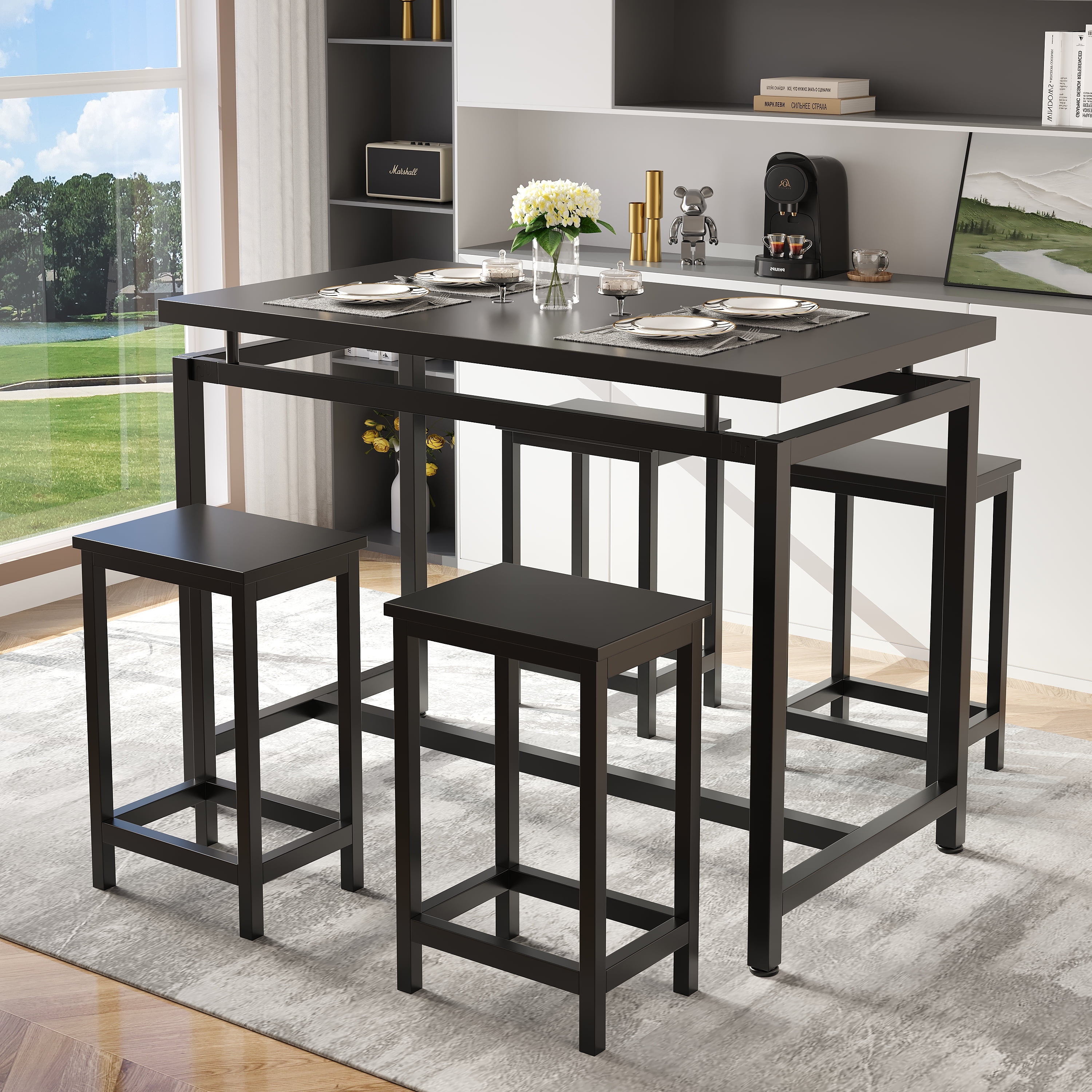 5 Piece Dining Table Set with Counter Height Chairs Bangladesh Ubuy