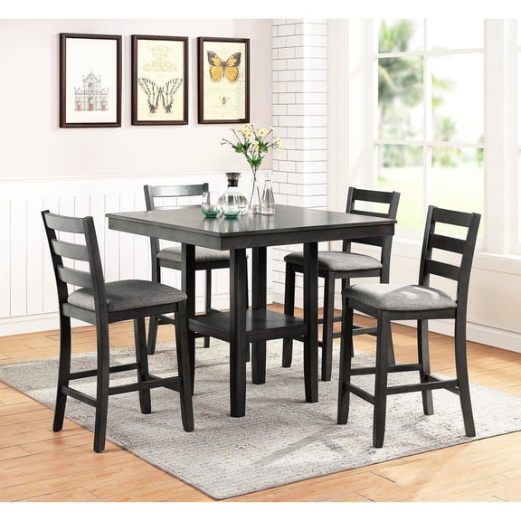 Counter Height Dining Set for Dining Room | Modern Elegance with Clean Lines | Solid Wood and Cushioned Seats | Seats 4