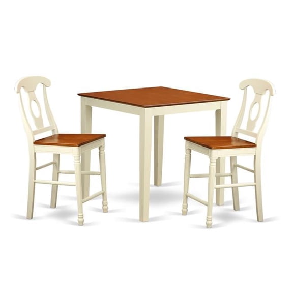 Counter Height Dining Table & 2 Kitchen Chairs, White Finish