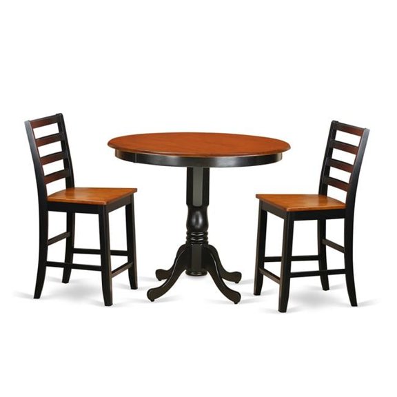 Counter Height Dining Table & 2 Room Chairs, Black Finish