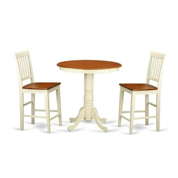 Counter Height Dining Table & 2 Stool, White Finish