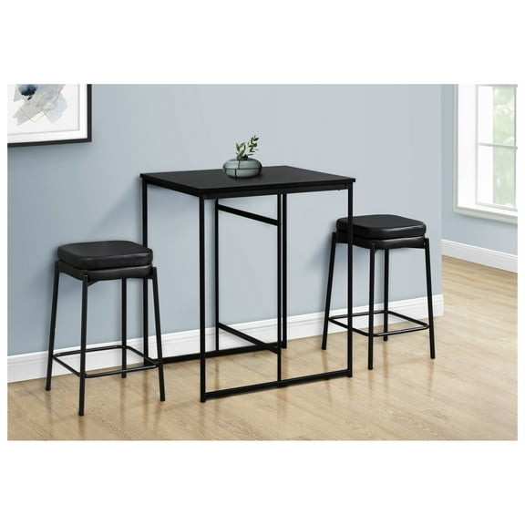 Counter Height Dining Table, 32" Rectangular Kitchen Table, Small Modern Black Laminate Table, Contemporary Black Metal Dining Table Black + MDF