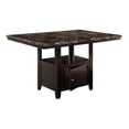 thumbnail image 1 of Counter Height Dining Table - 60" Faux Marble Top, Espresso Brown, Birch Wood Kitchen Table w/ Storage for Dining Room. Modern Design., 1 of 7