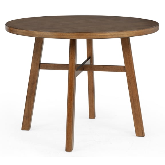Counter Height Dining Table, Round Solid Wood Table with Rich Brown Finish, 48" Diameter x 36" Height, Seats 4, Contemporary Mid-Century Modern Style for Dining Room and Kitchen