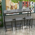 thumbnail image 1 of Counter Height Dining Table Set for 3, Metal Rectangle Bistro Pub Set with MDF Top, Gray Space Saving Kitchen Bar Table Set, 4-Piece High Top Breakfast Table & Stools for Apartment Home, 1 of 7