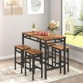 thumbnail image 1 of Counter Height Dining Table Set for 4, Metal Rectangle Bistro Pub Set with MDF Top, Rustic Brown Kitchen Bar Table Set, 5-Piece High Top Breakfast Table & Stools for Apartment Home, 1 of 9