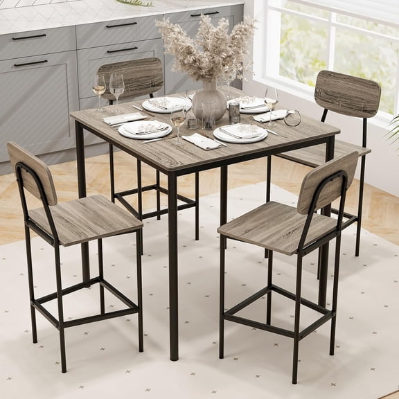 Counter Height Dining Table Set, Bar Table and Chairs, Pub Table and Chairs Set of 4, Space-Saving Dinette Set for Breakfast Nook