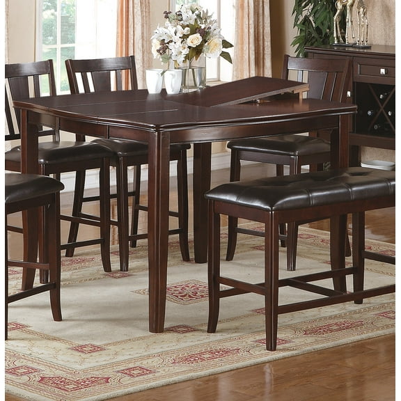 Counter Height Dining Table Top Birch Veneer MDF Rubber Wood Dining Room Furniture 1pc Table w Butterfly Leaf