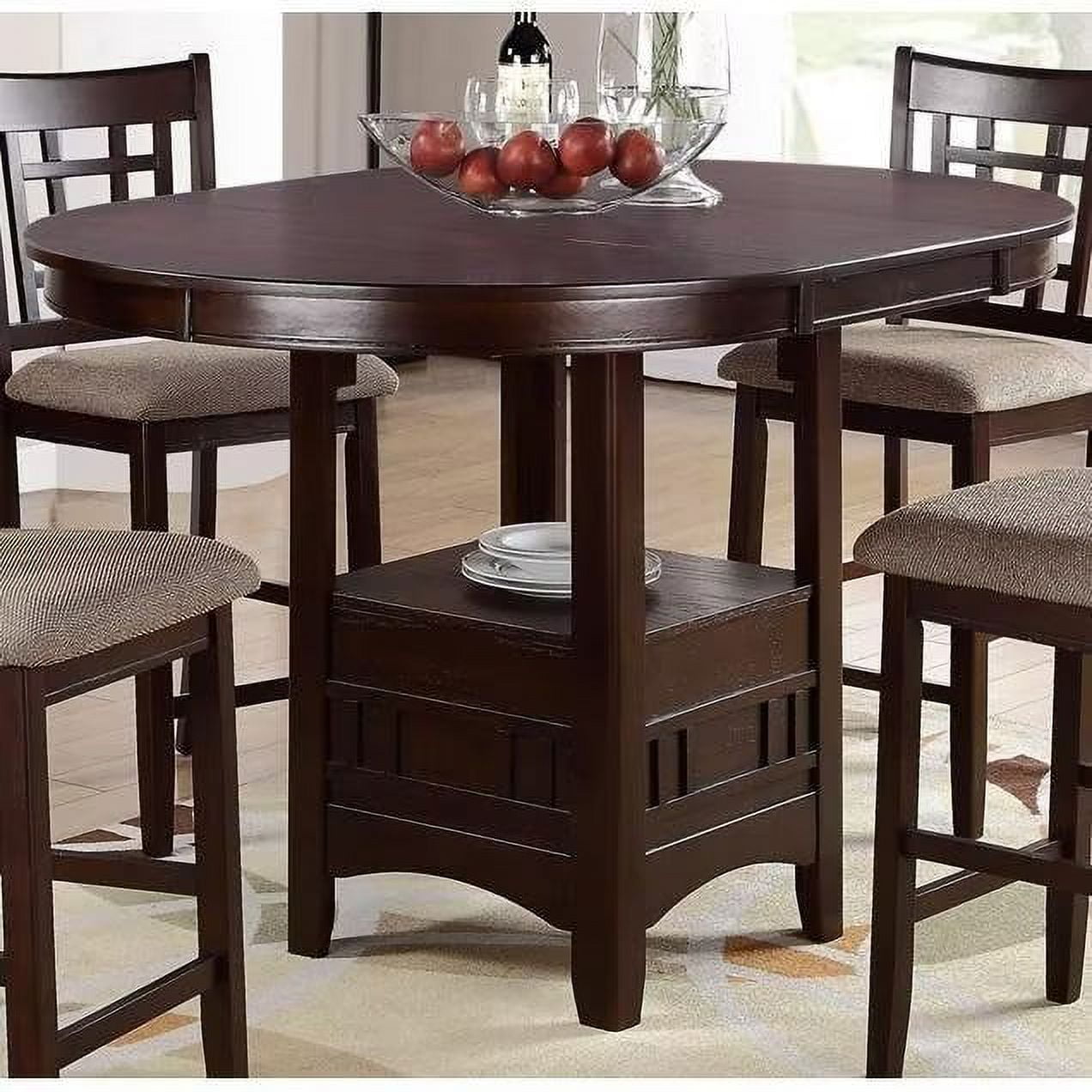 Counter Height Dining Table with Storage Shelf, Contemporary Round