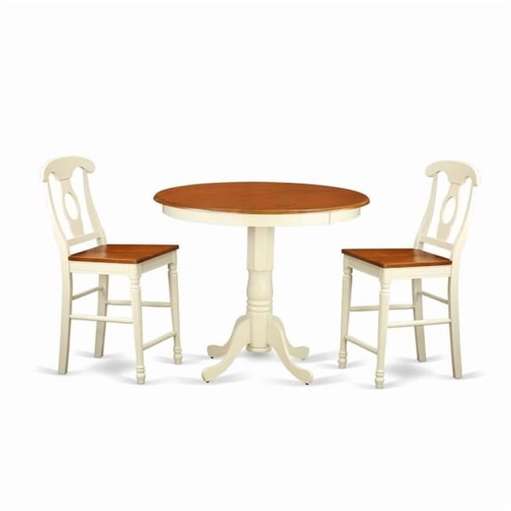 Counter Height Dining Top Table & 2 Chairs, White Finish