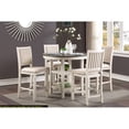thumbnail image 1 of Counter Height Dining With Upholstery - Antique White & Brown 42" Fabric Chairs, 1 of 6