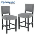 thumbnail image 1 of Counter Height Fabric Upholstered Barstools with Silver Nailhead Trim in Gray, Set of 2, 1 of 6