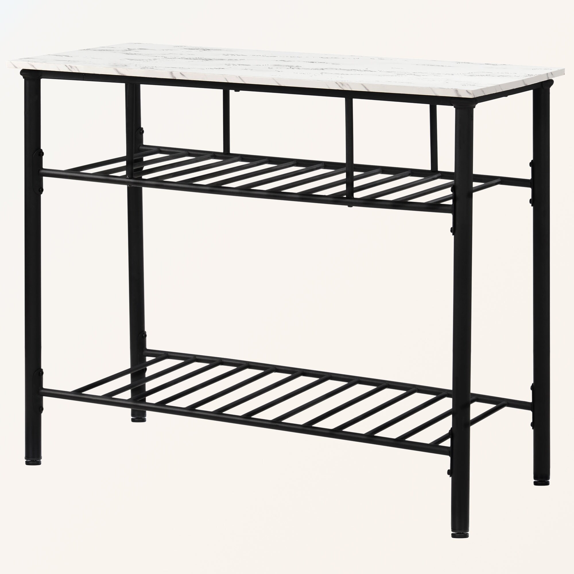 Counter Height Kitchen Island with Worktop and 2 Shelves