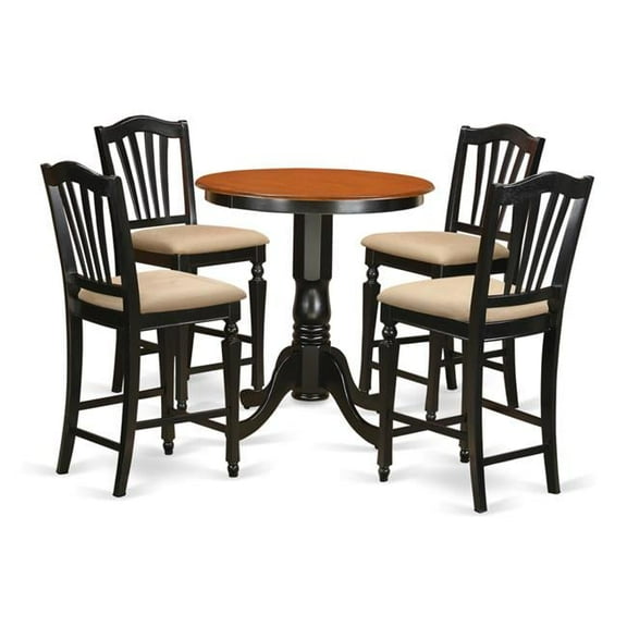 Counter Height Kitchen Table & 4 Chair, Black Finish