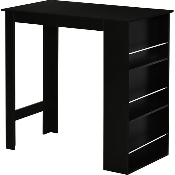 Counter Height Living Room Bar Table With 3 Storage, Black For Kitchen Ample Storage Dining Use