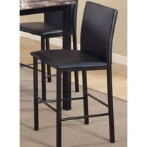 Counter Height Metal Dining Chairs (4) - Black, Dark Brown Faux Leather Back And Seat Support Pad Cushion Black Chair (4) Upholstered Seats