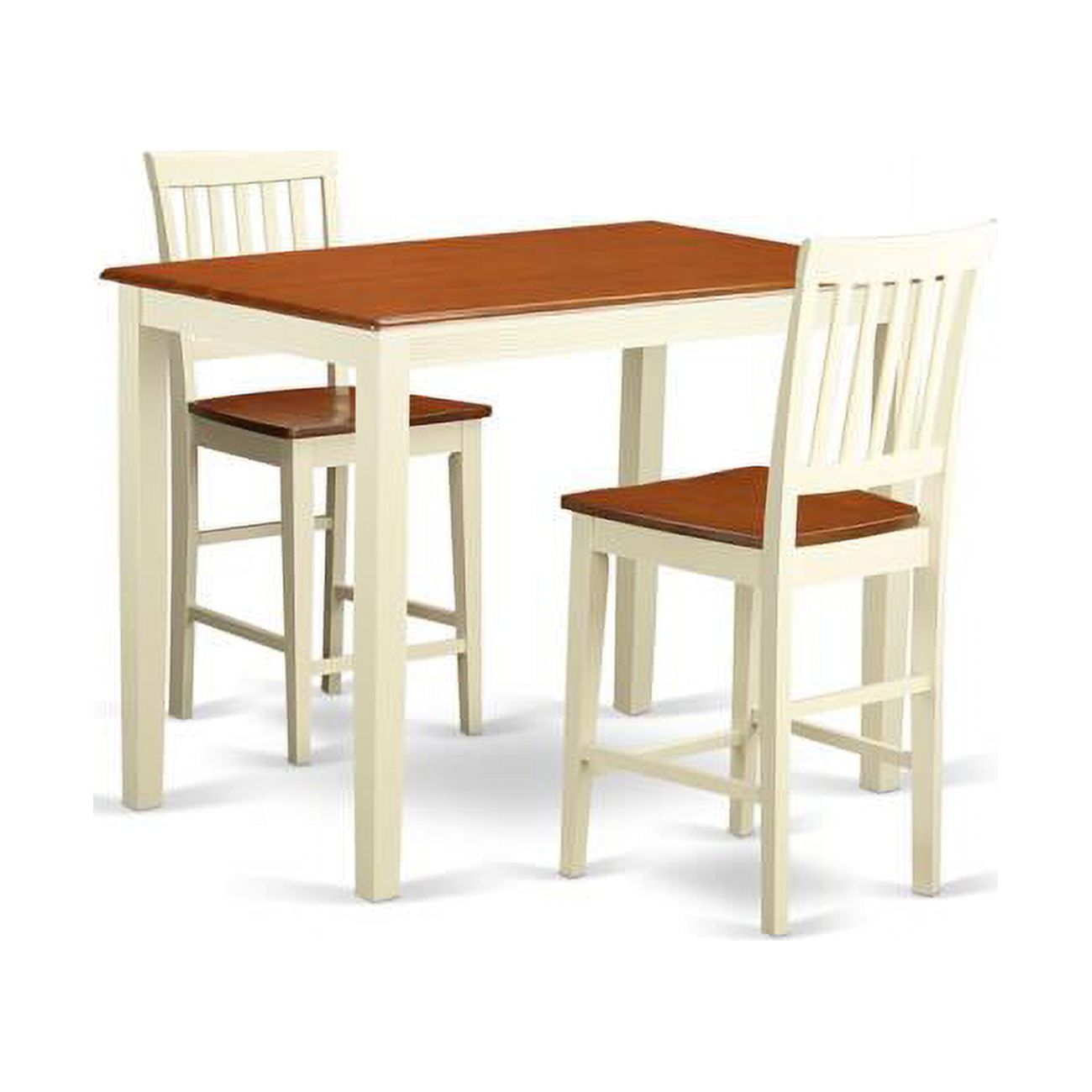 Counter Height Pub Set Kitchen Table & 2 Bar Stool, White