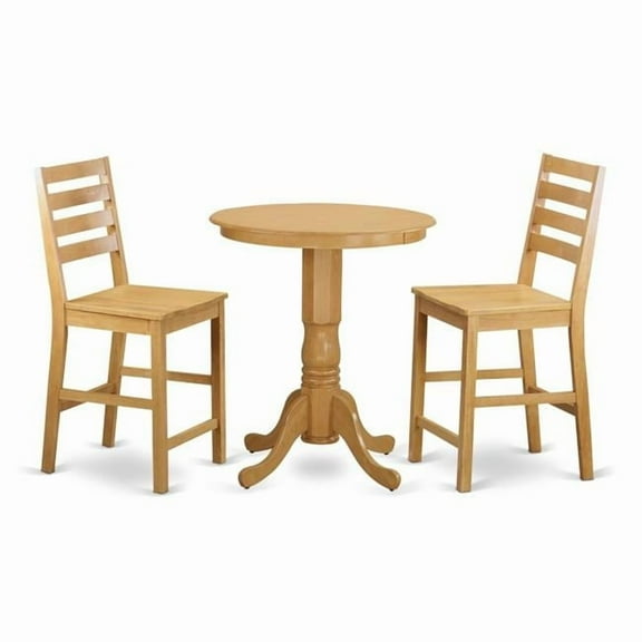 Counter Height Pub Table & 2 Chairs Set, Oak