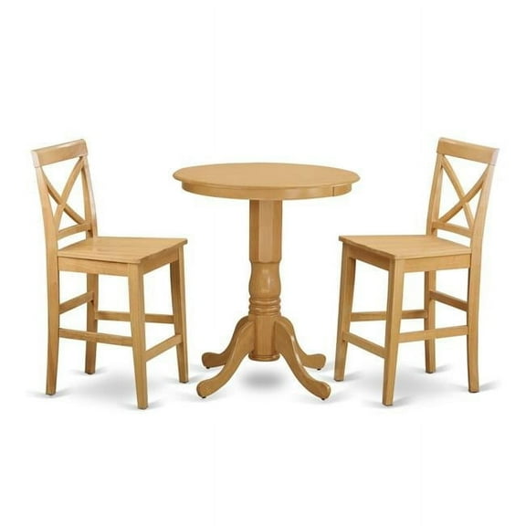 Counter Height Pub Table & 2 Dinette Chairs, Oak