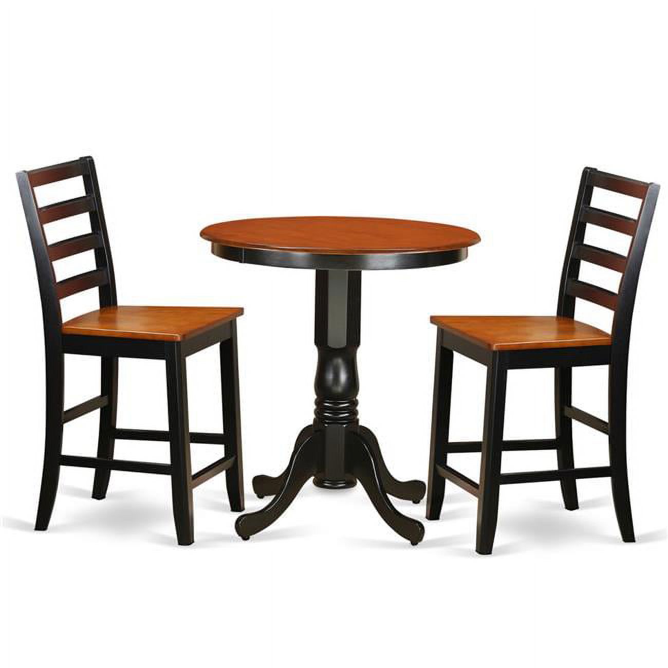 Counter Height Pub Table & 2 Kitchen Bar Stool, Black Finish
