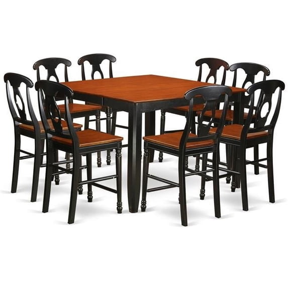 Counter Height Pub Table & 8 Dining Room Chairs, Black Finish
