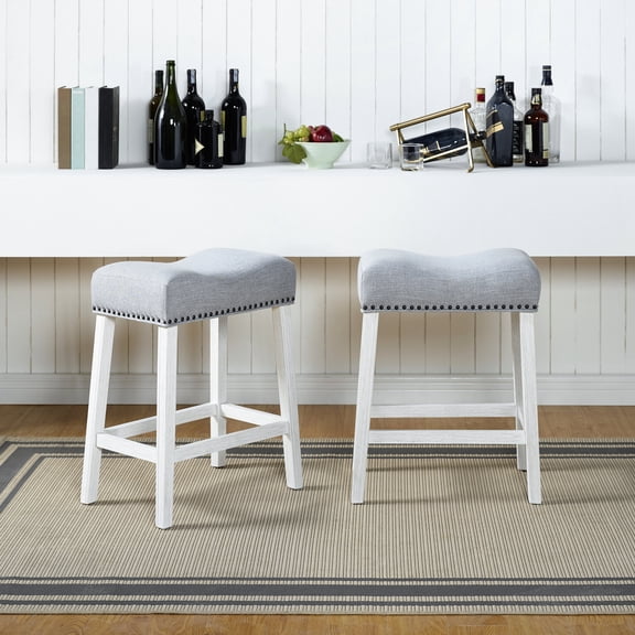 Counter Height Saddle Stools | Comfortable Seating with Style | Solid Wood Legs for Durability | Clear Instructions for Setup