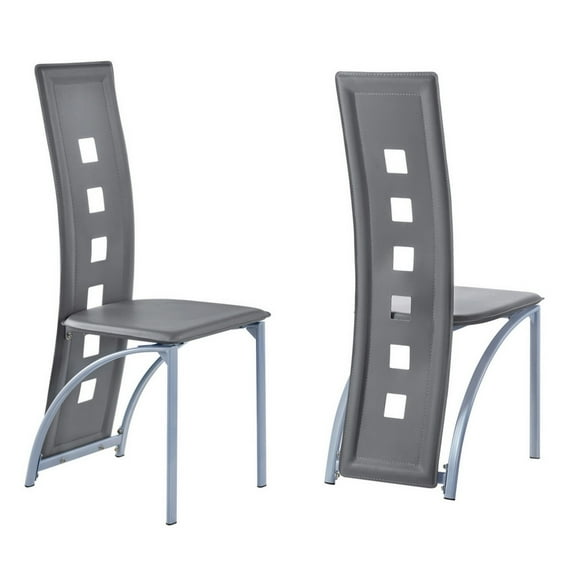 Counter Height Side Chair with Metal Frame, Set of 2, Gray - Saltoro Sherpi