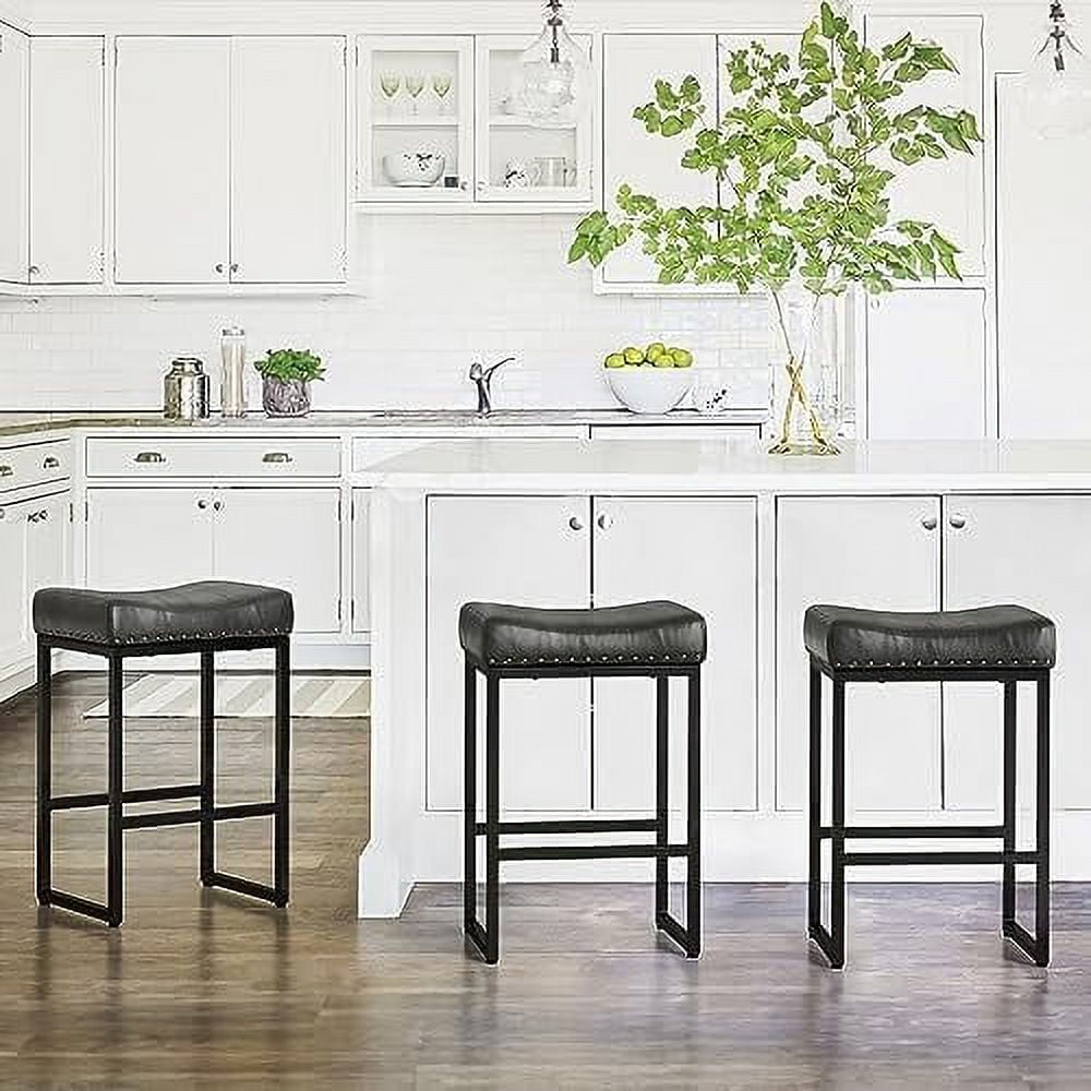 Counter Height Stools 24" Square Saddle BarStools Set of 4 Modern