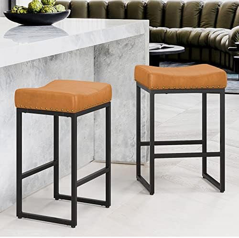 Counter Height Stools 24" Square Saddle BarStools Set of 4 Modern
