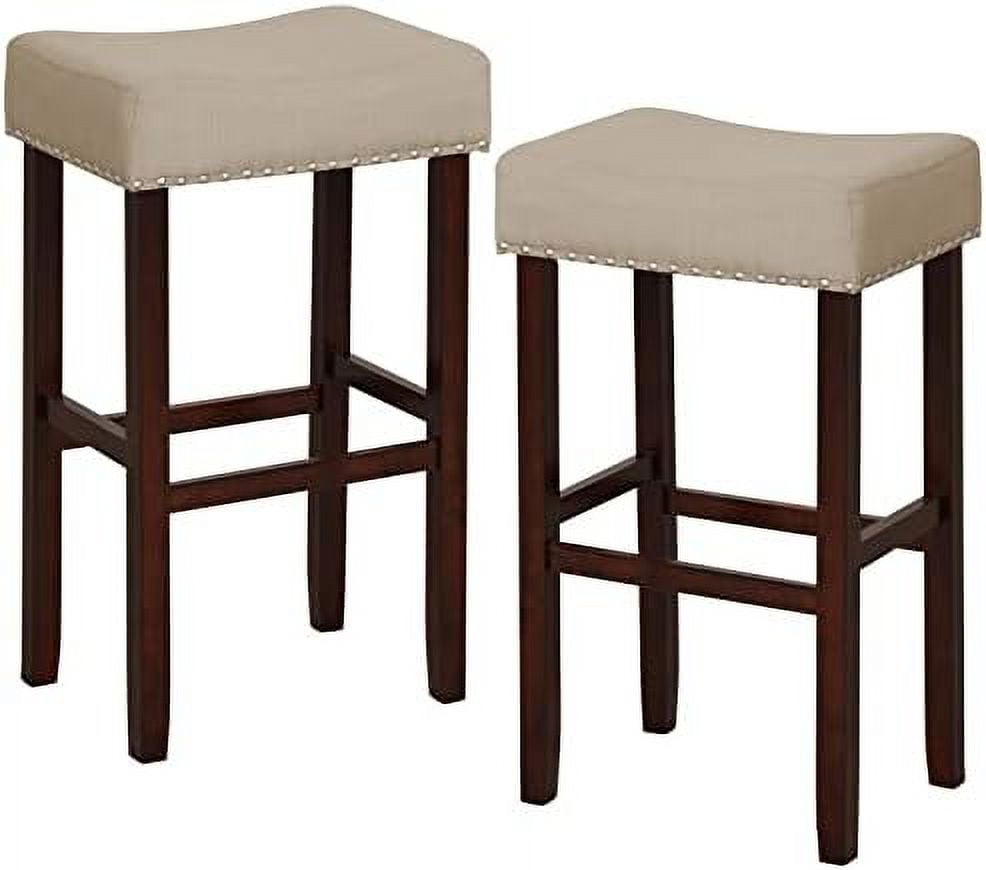 Counter Height Stools 25inch Backless Saddle Stools with Nailhead Trim