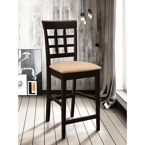 Counter Height Stools ( Of 2) In Beige And Cappuccino - For A Laid-back Dining Time (2) Comfy For Informal Social Times