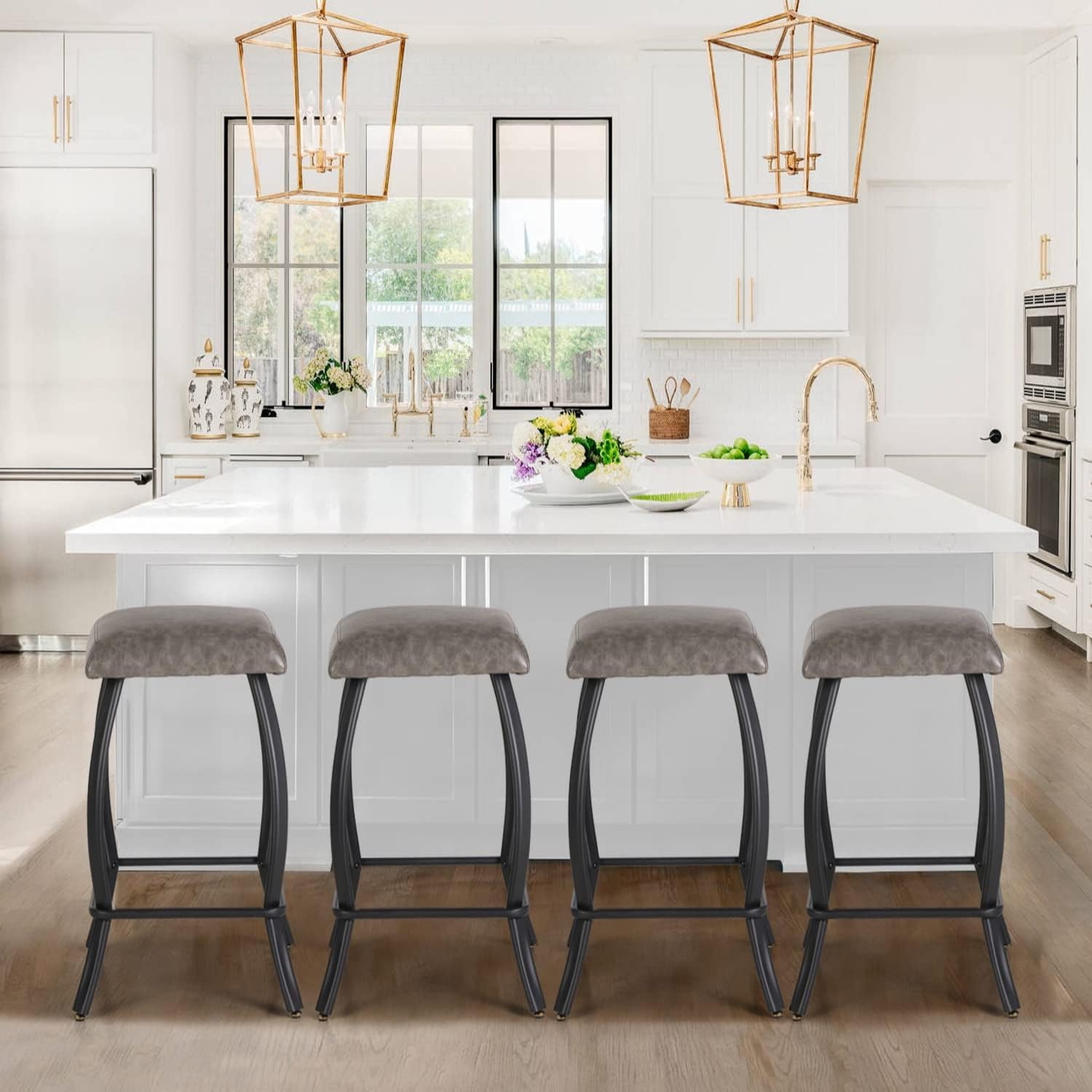 Counter Height Stools Set of 4 for Kitchen Counter 26" Backless Modern