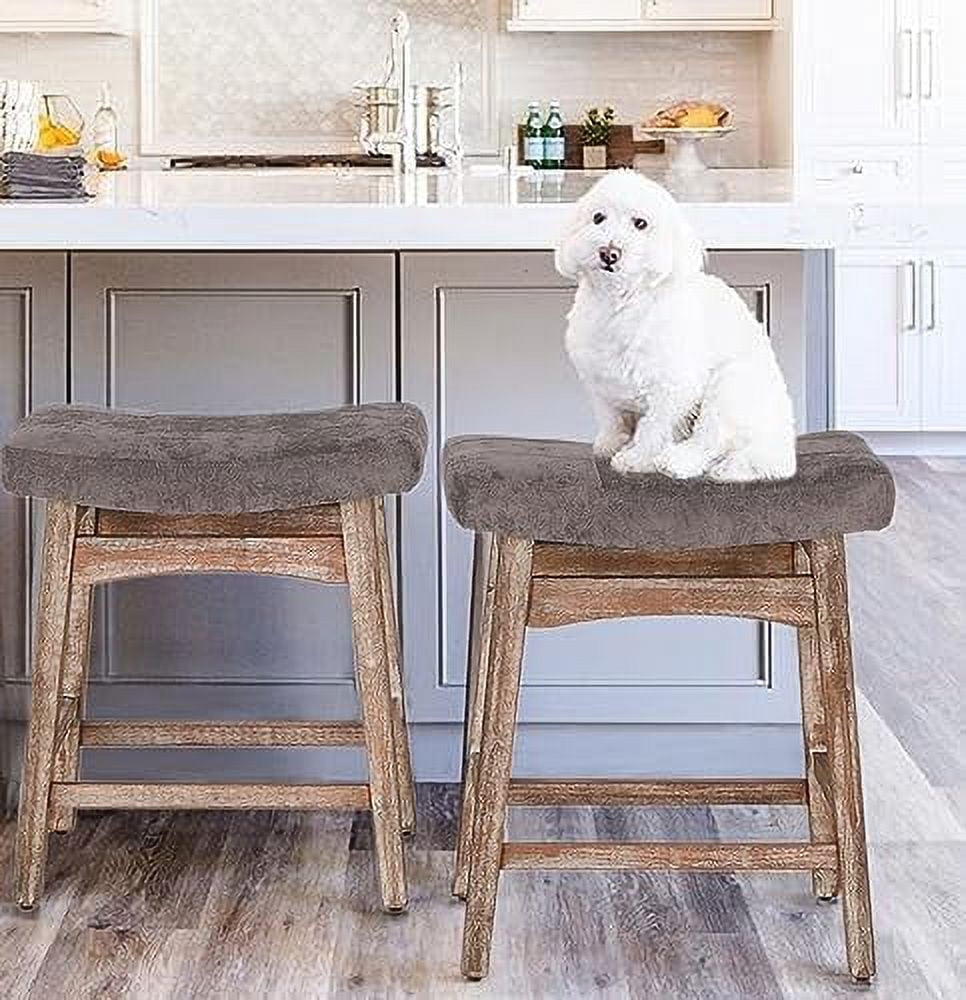Counter Height Stools Set of 4 - Farmhouse Barstools with Upholstered ...