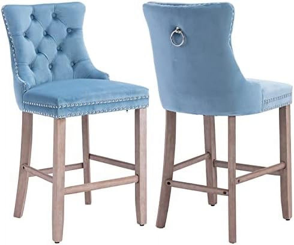 Counter Height Stools Velvet Chair with Button Tufting Nailhead Trim